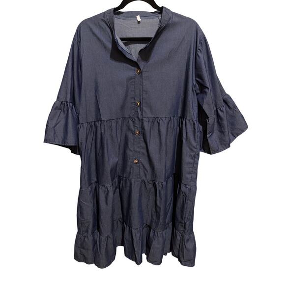 Unbranded Dresses & Skirts - Unbranded Lightweight Blue Jean Babydoll Dress Ruffle Sleeve Plus Size 2X